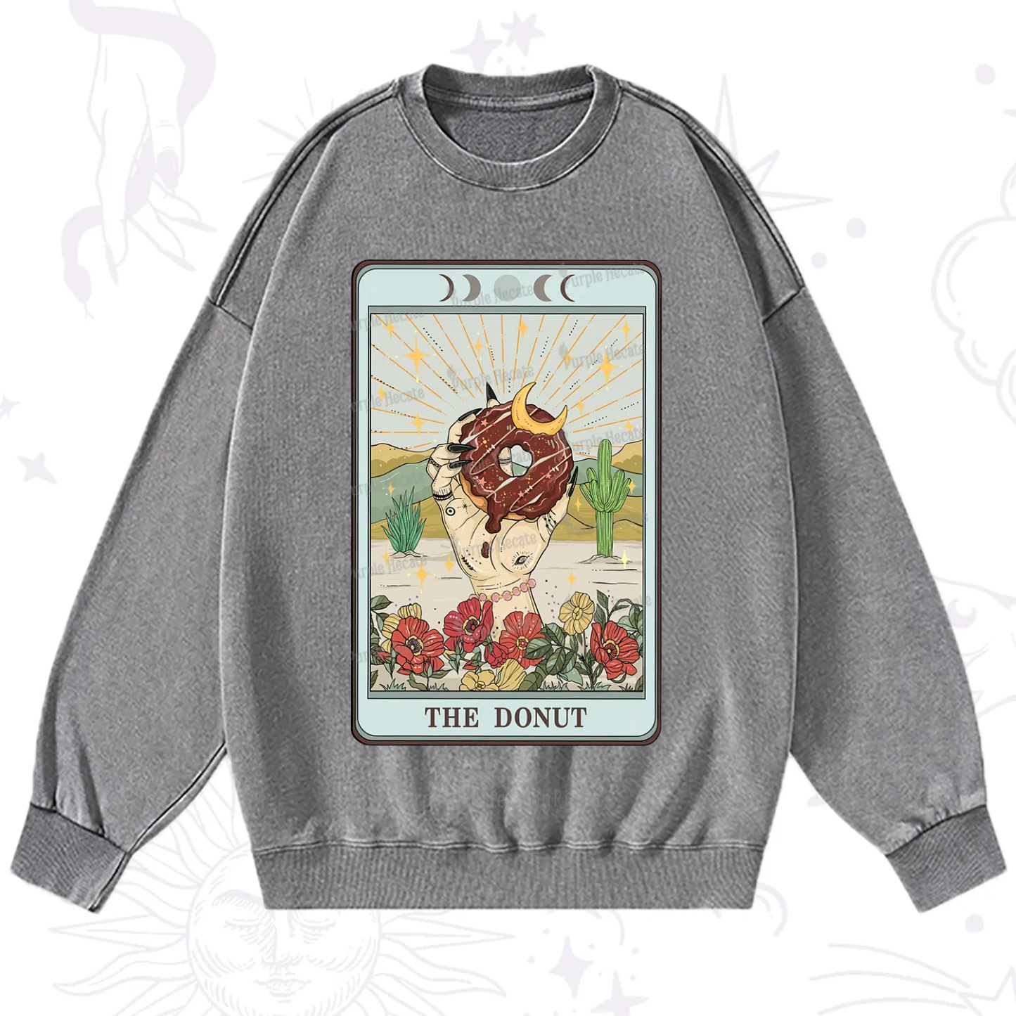 Purplehecate The Donut Tarot Washed Sweatshirt
