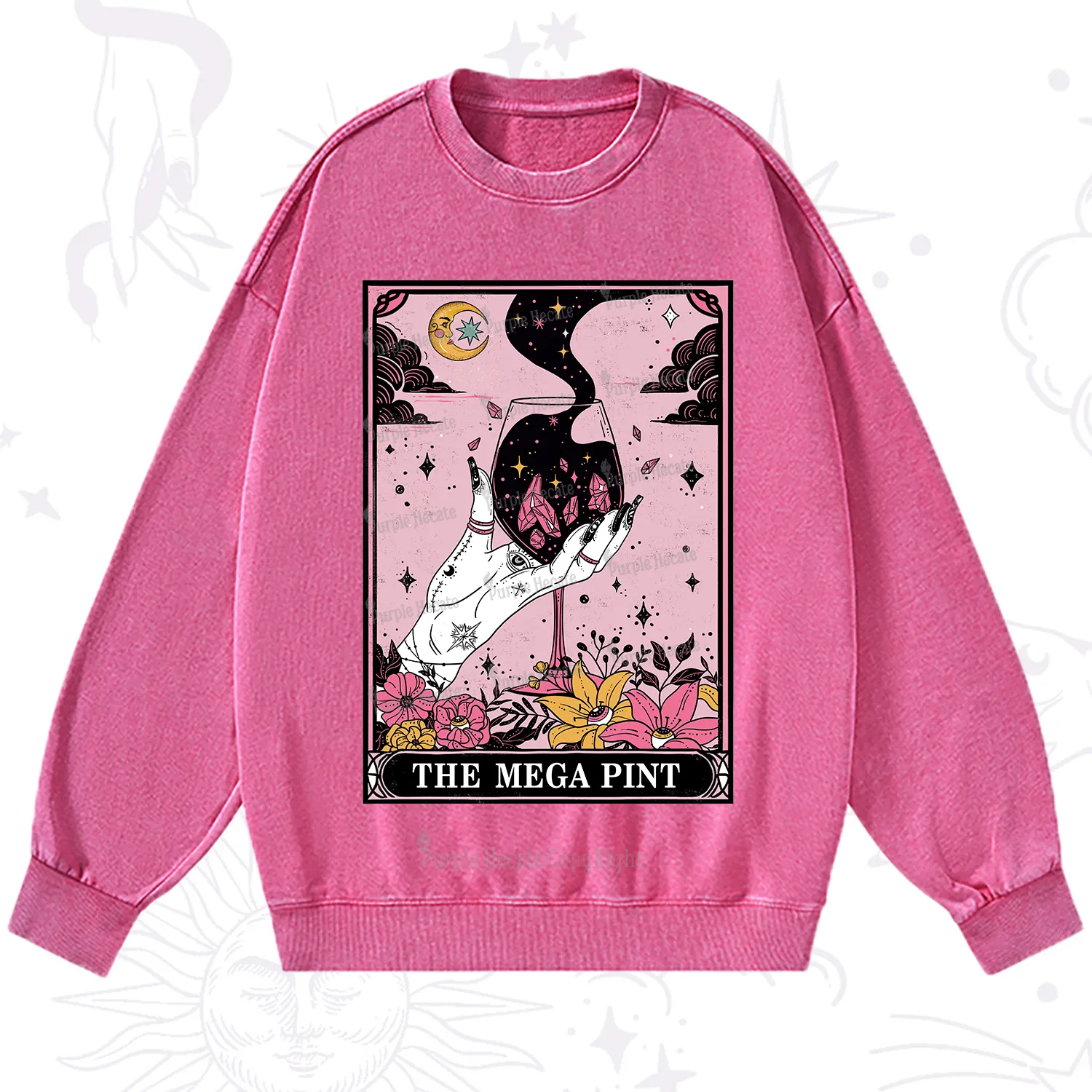 Purplehecate The Mega Pint Tarot Card Washed Sweatshirt