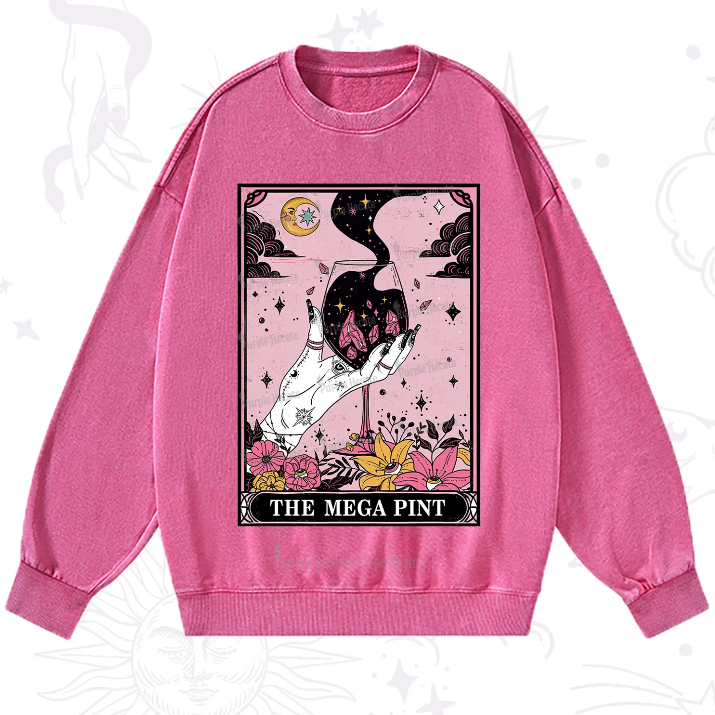 Purplehecate The Mega Pint Tarot Card Washed Sweatshirt