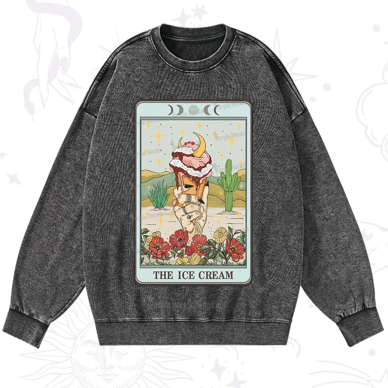 Purplehecate The Ice Cream Tarot Washed Sweatshirt