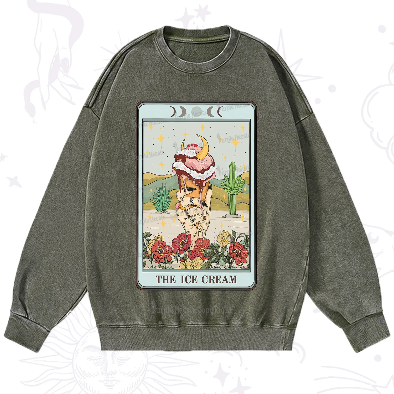 Purplehecate The Ice Cream Tarot Washed Sweatshirt