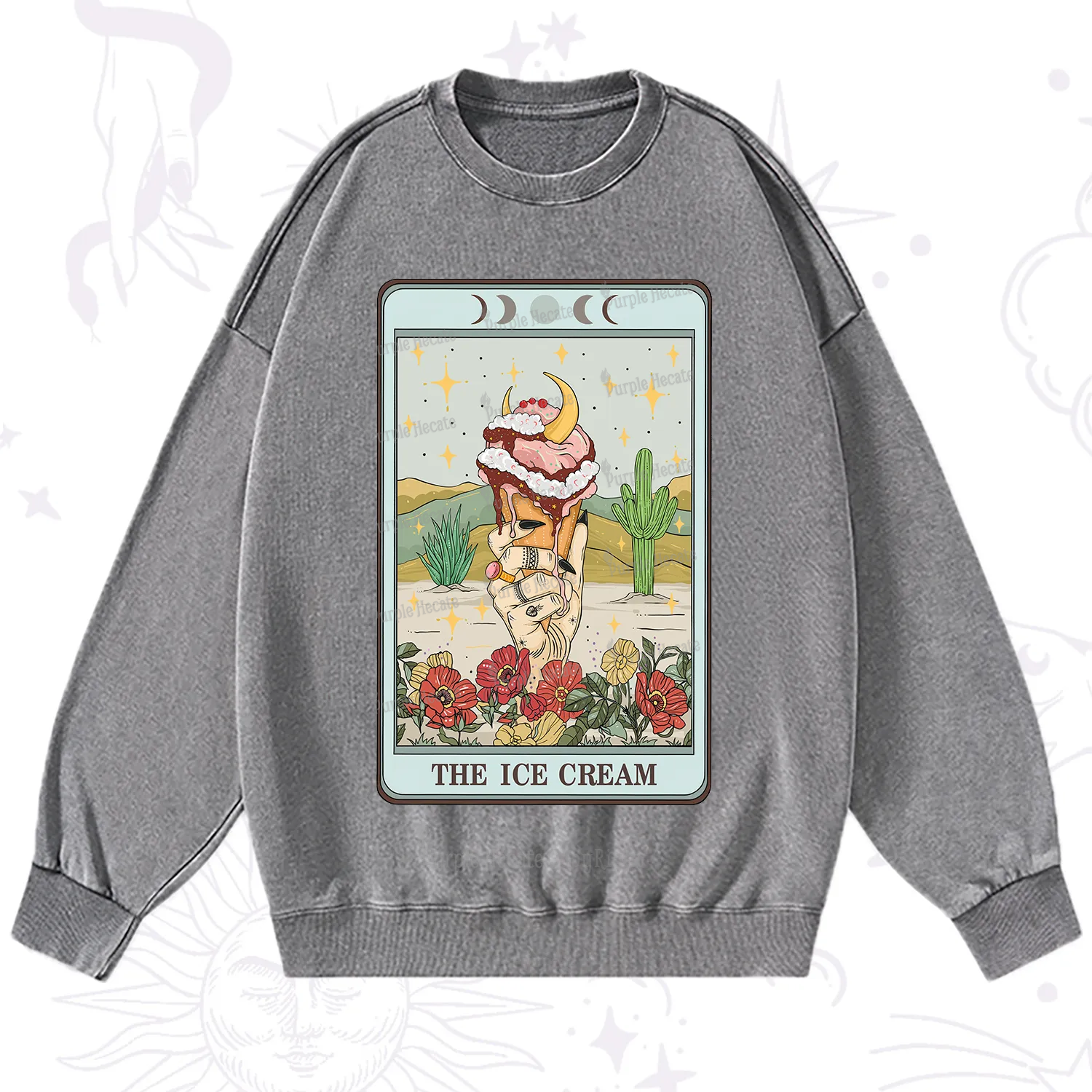 Purplehecate The Ice Cream Tarot Washed Sweatshirt