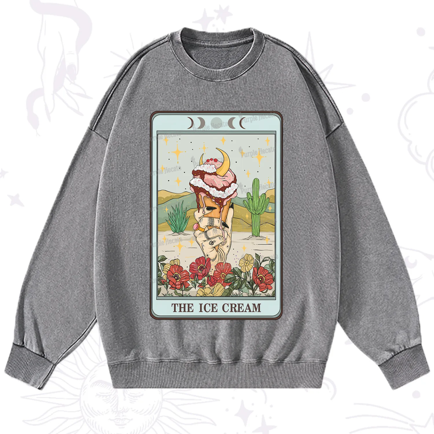 Purplehecate The Ice Cream Tarot Washed Sweatshirt