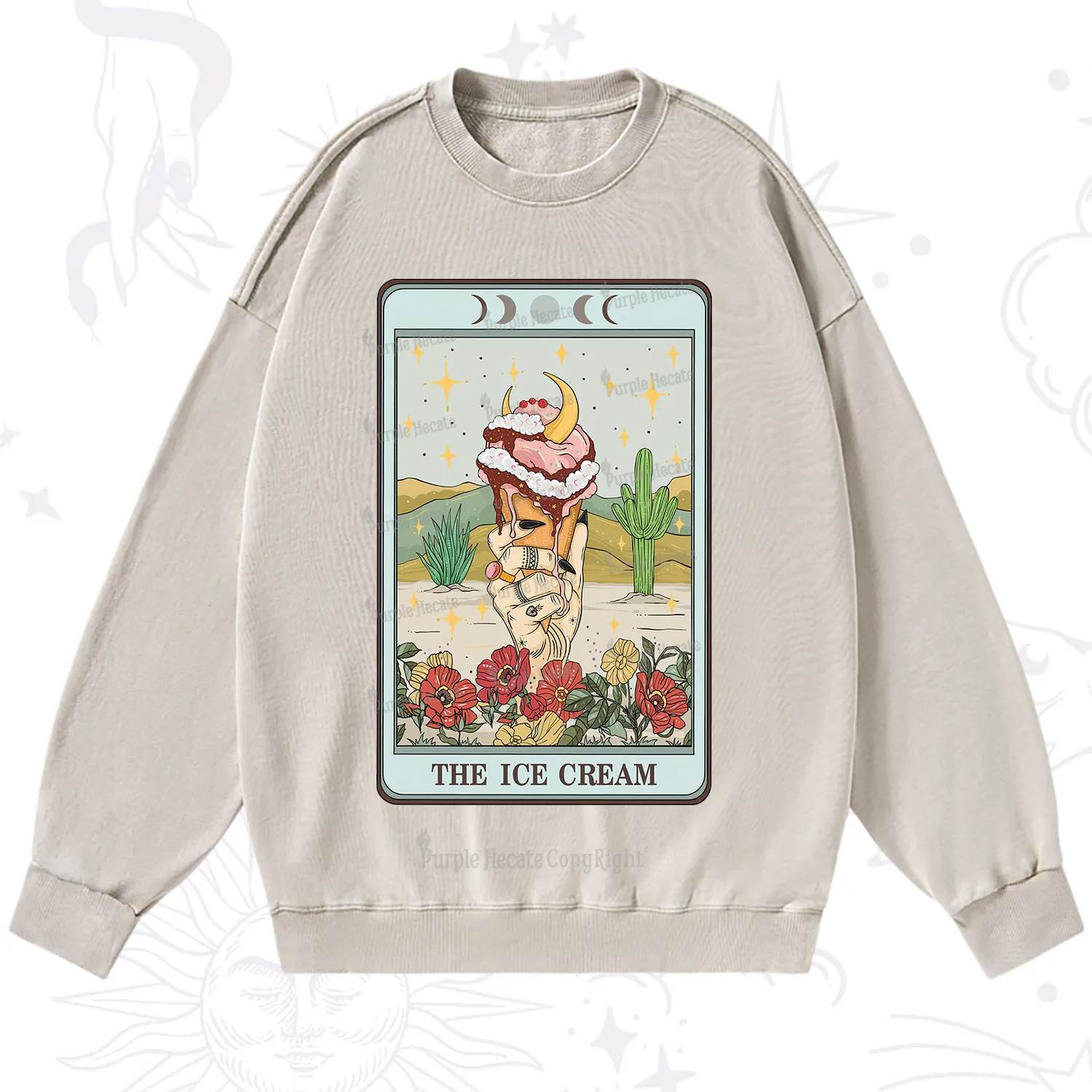 Purplehecate The Ice Cream Tarot Washed Sweatshirt
