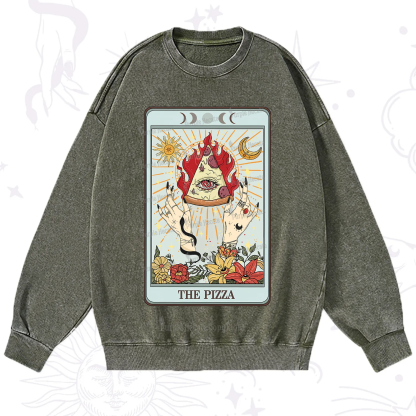 Purplehecate The Pizze Food Tarot Card Washed Sweatshirt