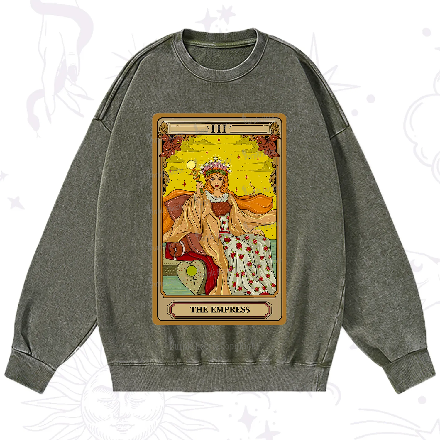 Purplehecate The Empress Tarot Washed Sweatshirt