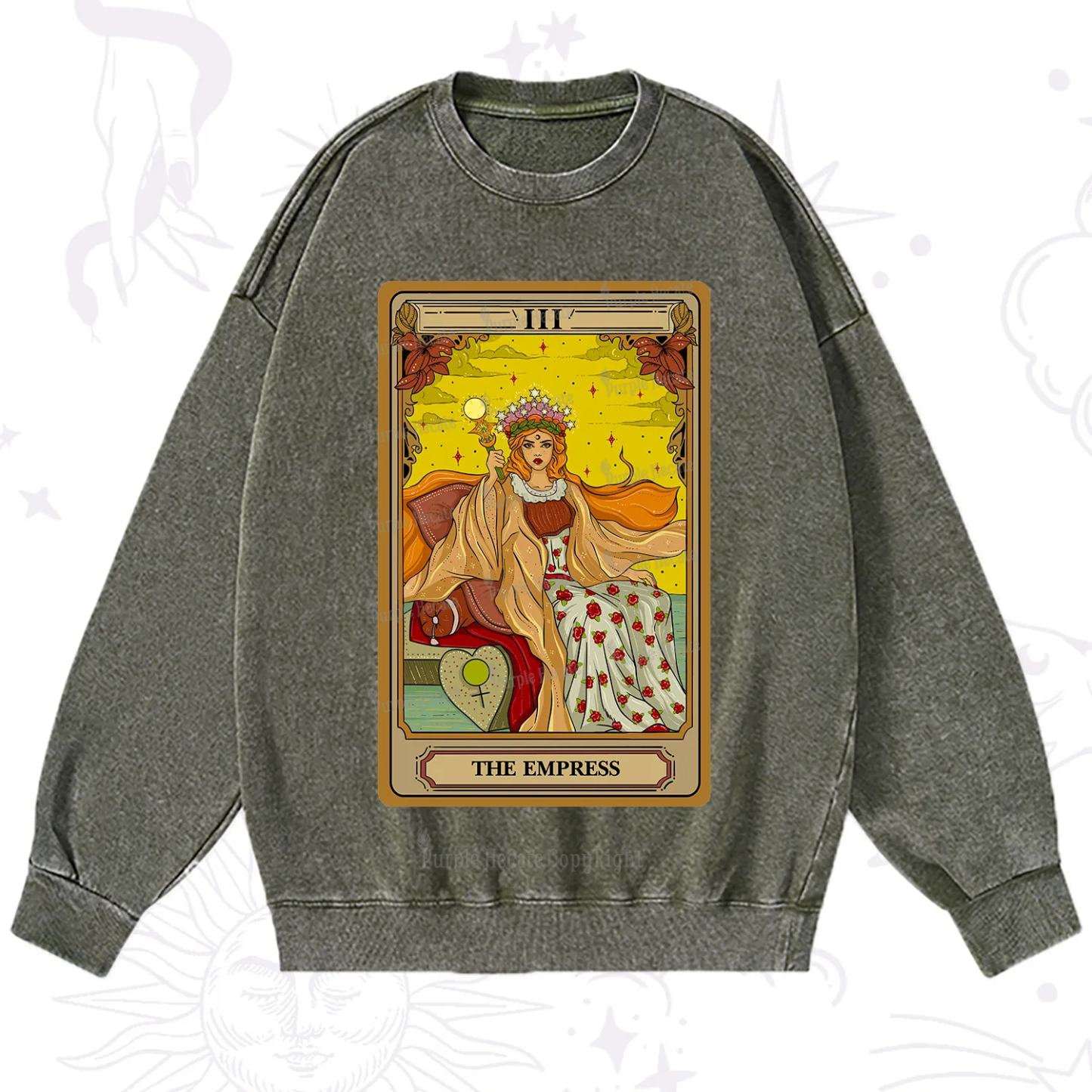 Purplehecate The Empress Tarot Washed Sweatshirt