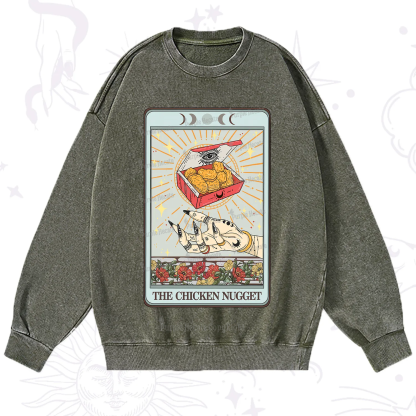 Purplehecate The Chicken Nugget Tarot Card Washed Sweatshirt
