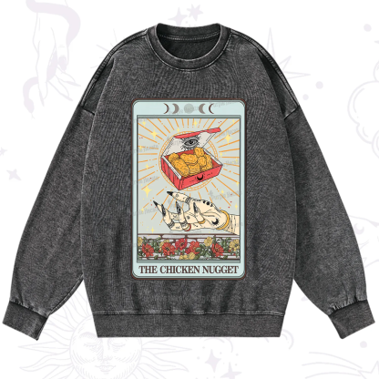 Purplehecate The Chicken Nugget Tarot Card Washed Sweatshirt