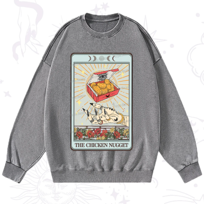 Purplehecate The Chicken Nugget Tarot Card Washed Sweatshirt