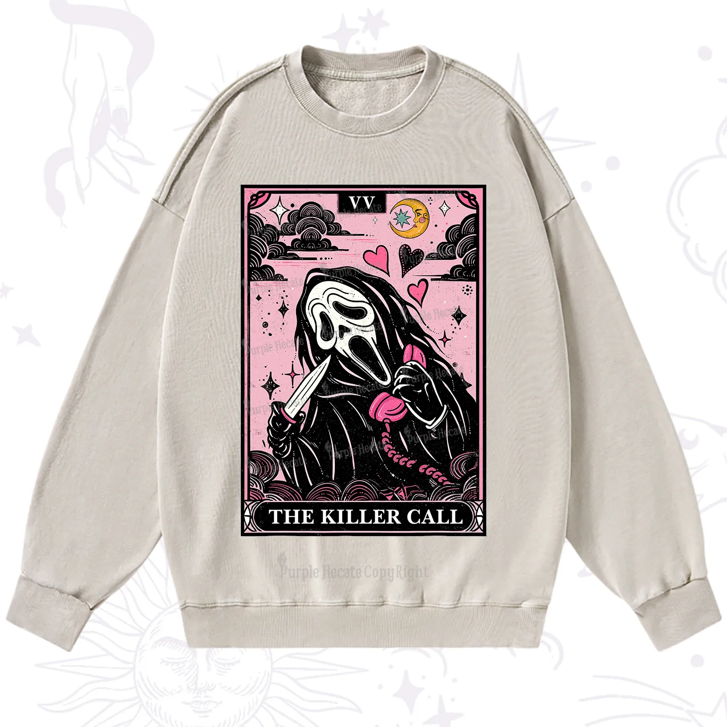 Purplehecate The Killer Call Tarot Washed Sweatshirt