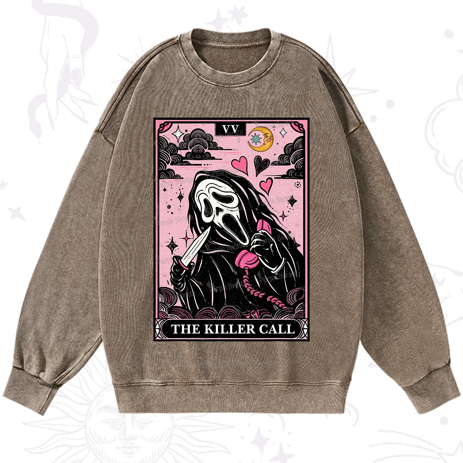 Purplehecate The Killer Call Tarot Washed Sweatshirt