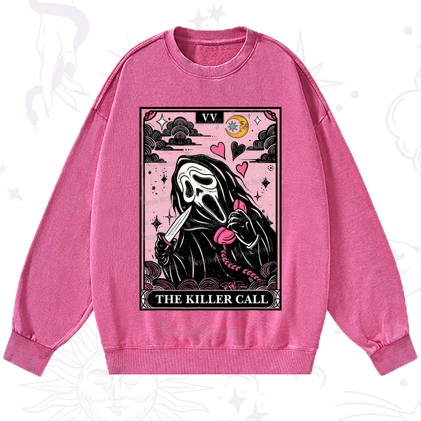 Purplehecate The Killer Call Tarot Washed Sweatshirt