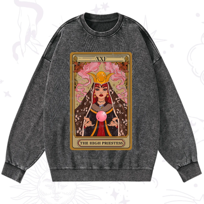 Purplehecate The High Priestess Prophecy Tarot Washed Sweatshirt