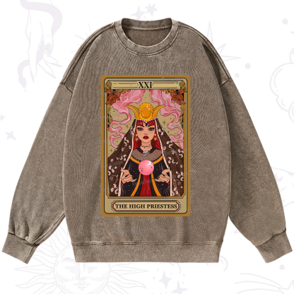 Purplehecate The High Priestess Prophecy Tarot Washed Sweatshirt