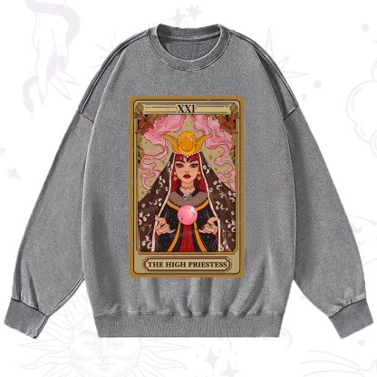 Purplehecate The High Priestess Prophecy Tarot Washed Sweatshirt