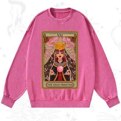 Purplehecate The High Priestess Prophecy Tarot Washed Sweatshirt