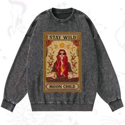 Purplehecate The Stay Wild Moon Child Oracle Card  Washed Sweatshirt