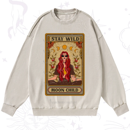 Purplehecate The Stay Wild Moon Child Oracle Card  Washed Sweatshirt