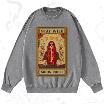Purplehecate The Stay Wild Moon Child Oracle Card  Washed Sweatshirt