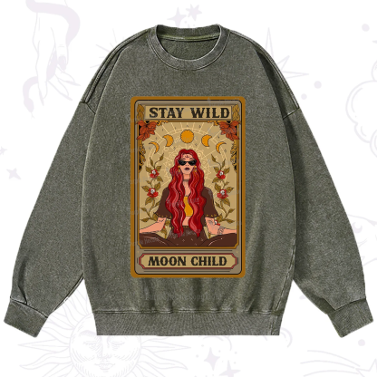 Purplehecate The Stay Wild Moon Child Oracle Card  Washed Sweatshirt