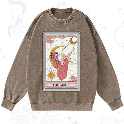 Purplehecate The Moon Tarot Washed Sweatshirt