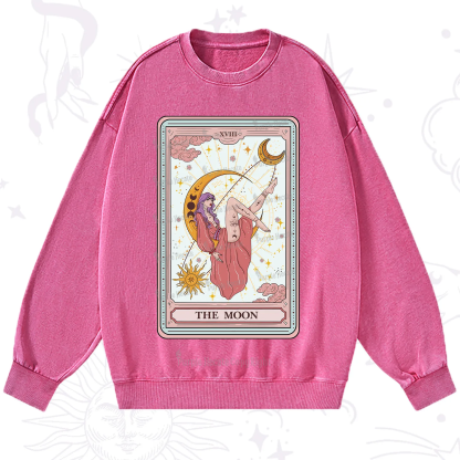 Purplehecate The Moon Tarot Washed Sweatshirt