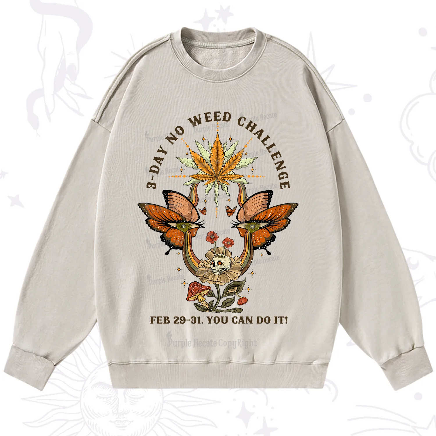 Purplehecate 3 Day No Weed Challenge Washed Sweatshirt