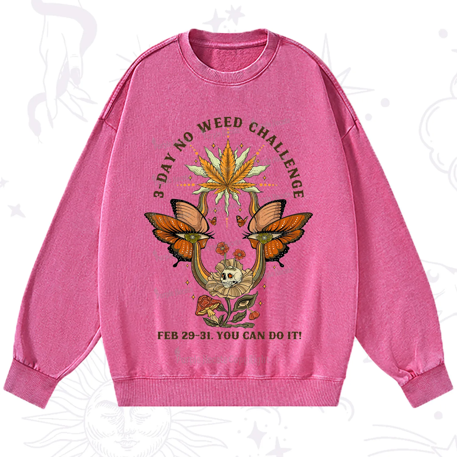 Purplehecate 3 Day No Weed Challenge Washed Sweatshirt