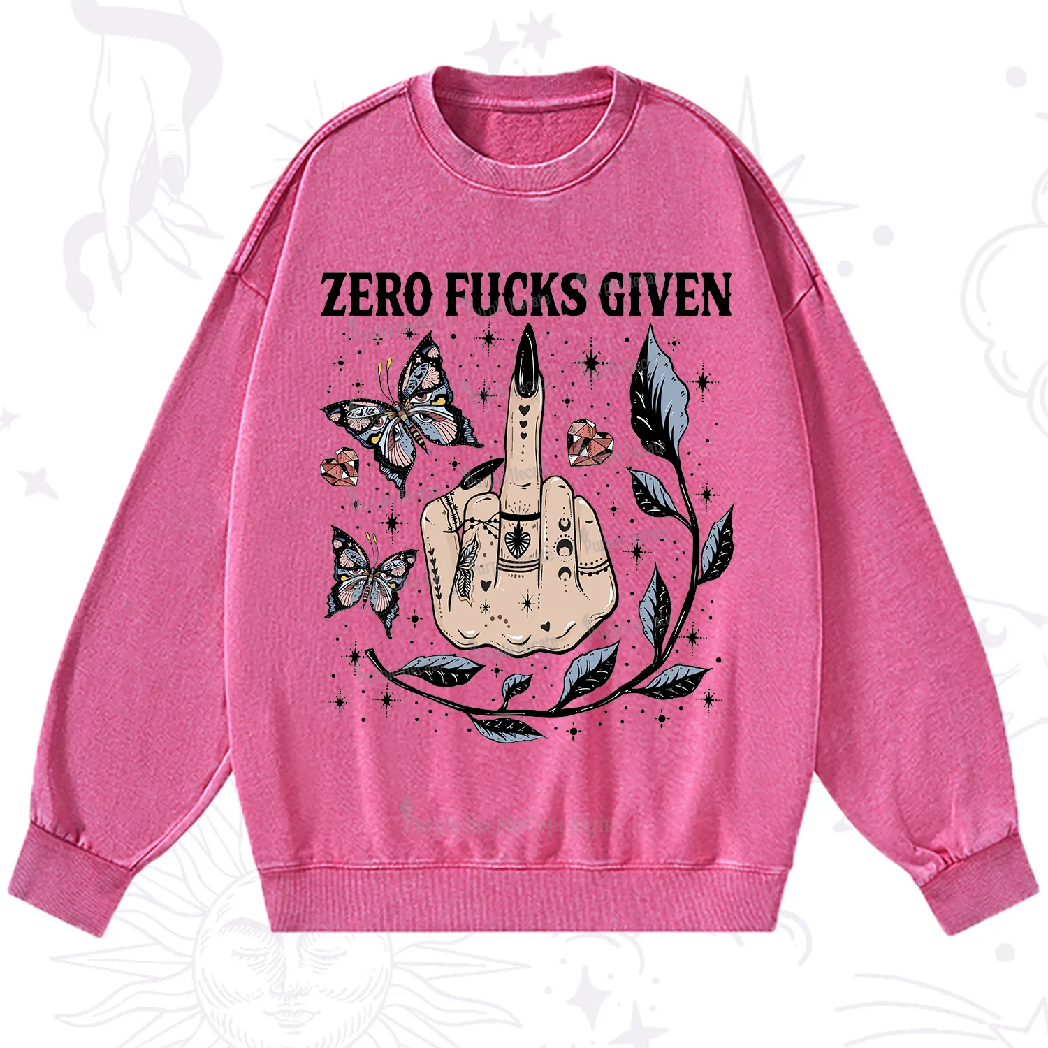Purplehecate Zero Fucks Given Washed Sweatshirt