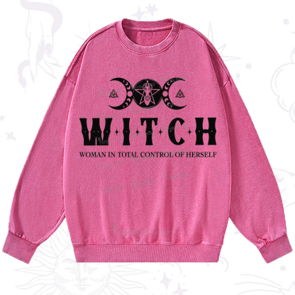 Purplehecate Hecate Woman in Total Control of Herself Washed Sweatshirt