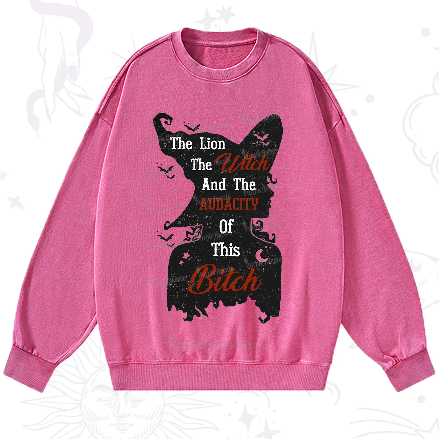 Purplehecate The Lion The Witch And The Audacity Of This Bitch Washed Sweatshirt