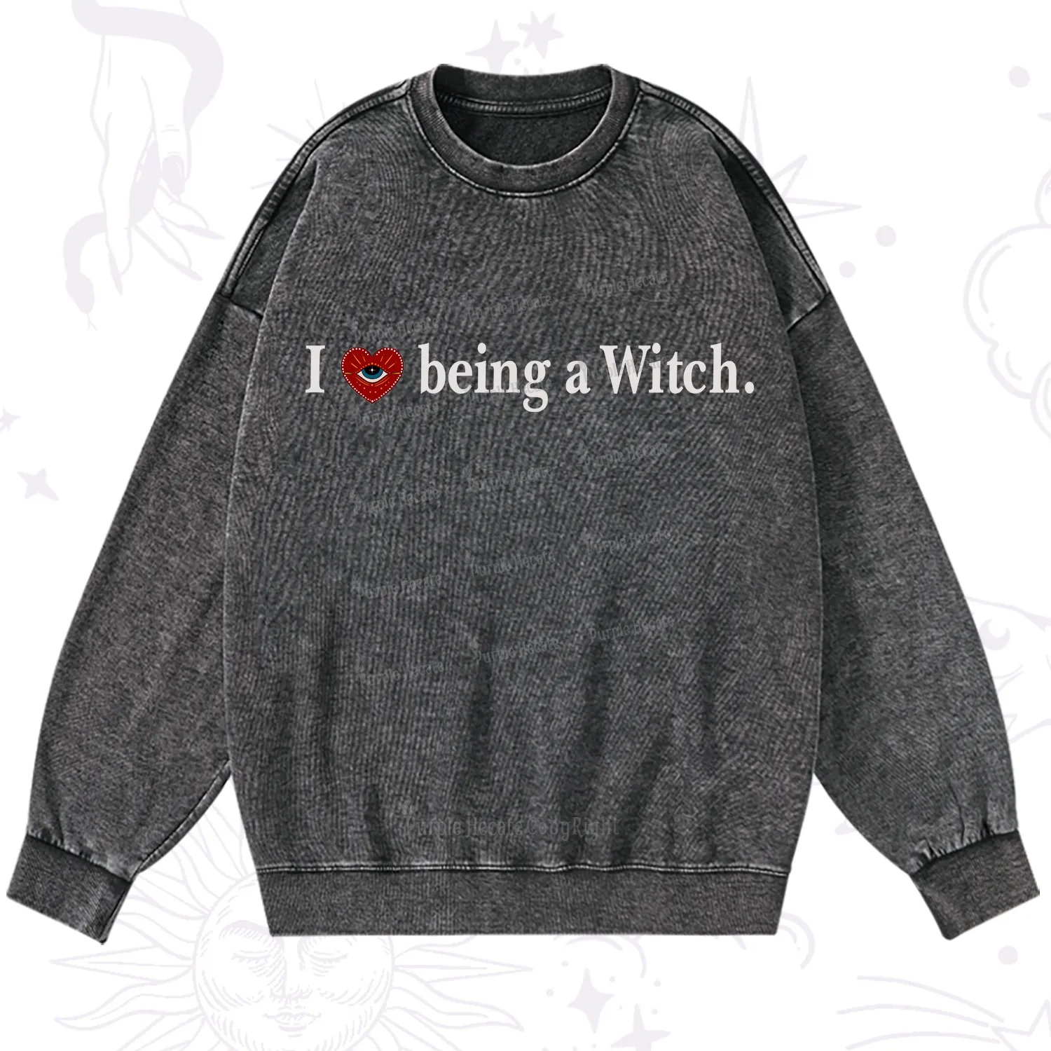 Purplehecate I Being A Witch Washed Sweatshirt