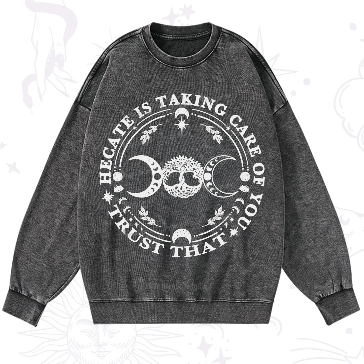 Purplehecate Hecate Is Taking Care Of You Washed Sweatshirt