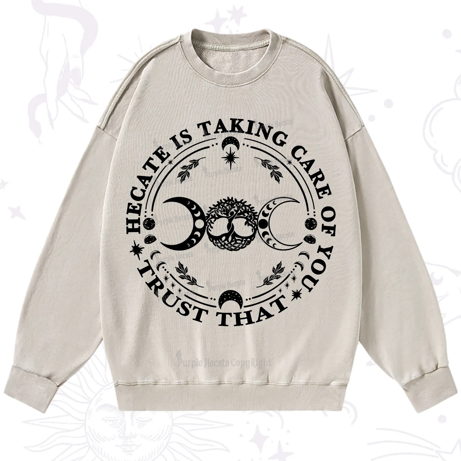 Purplehecate Hecate Is Taking Care Of You Washed Sweatshirt