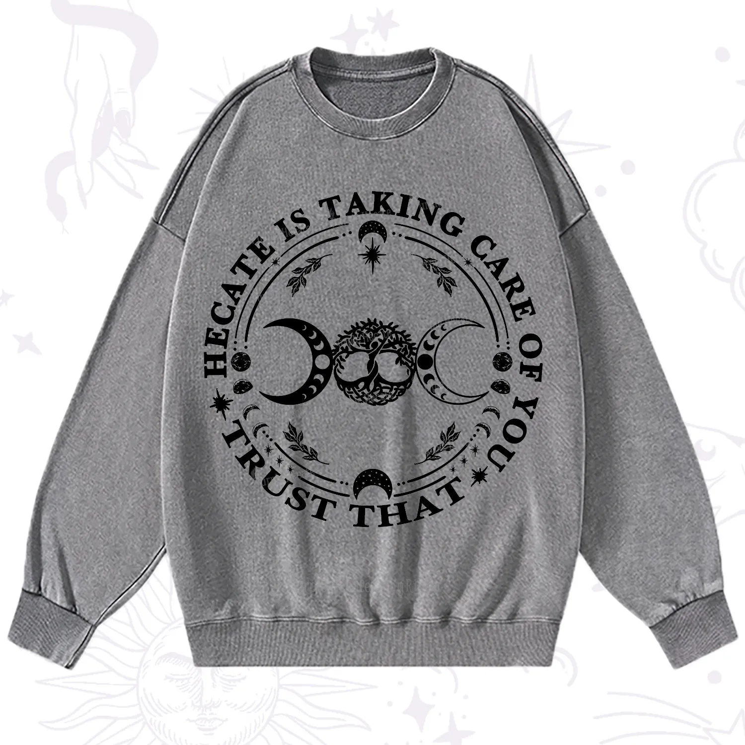 Purplehecate Hecate Is Taking Care Of You Washed Sweatshirt
