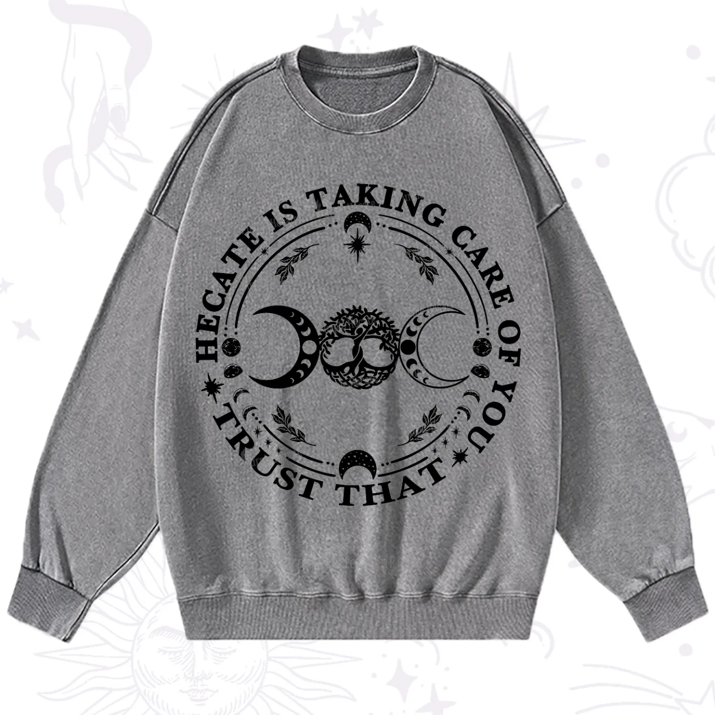 Purplehecate Hecate Is Taking Care Of You Washed Sweatshirt