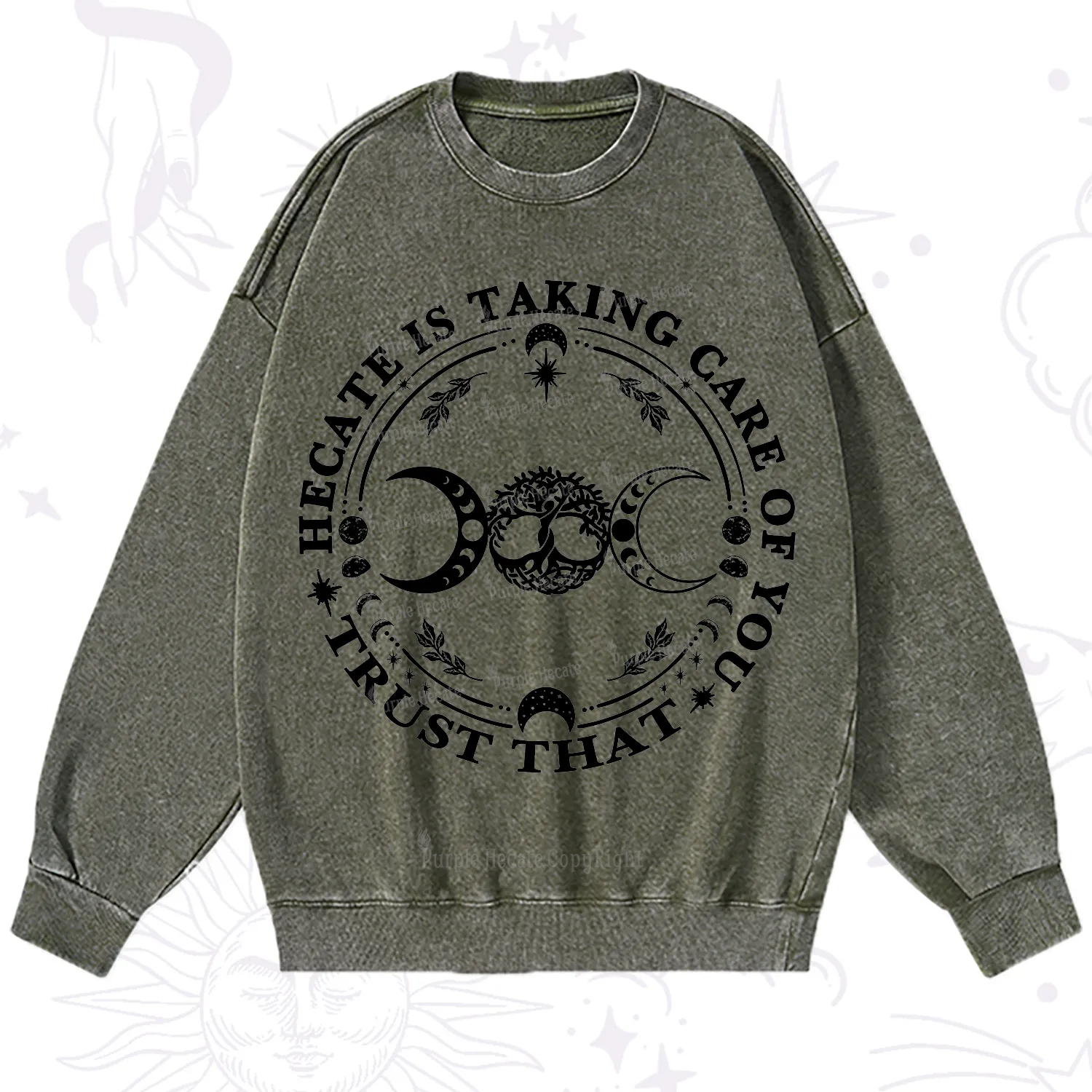 Purplehecate Hecate Is Taking Care Of You Washed Sweatshirt