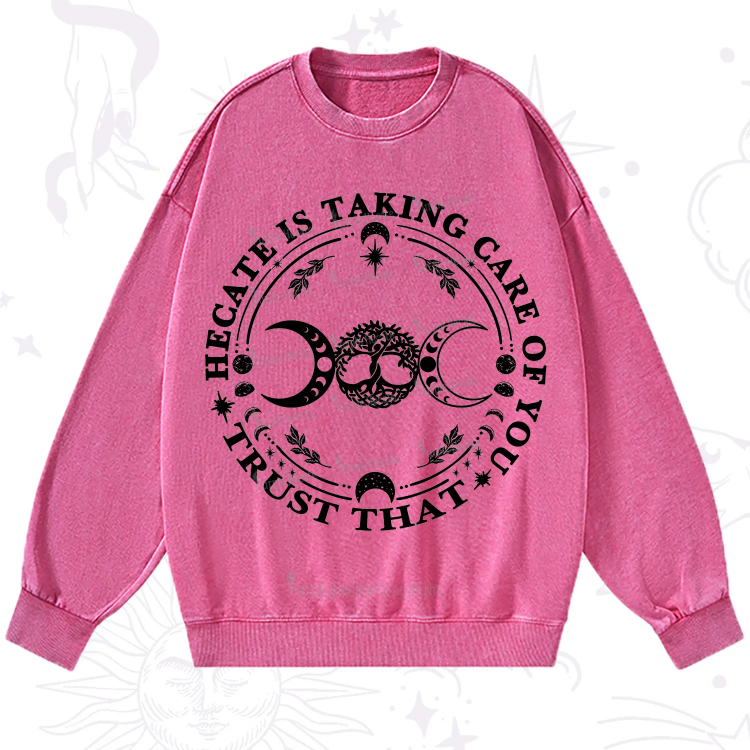 Purplehecate Hecate Is Taking Care Of You Washed Sweatshirt