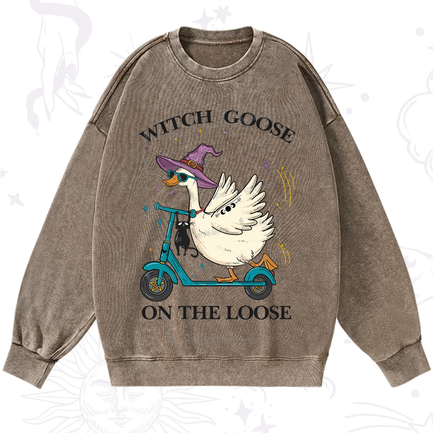 Purplehecate Witch Goose On The Loose Washed Sweatshirt