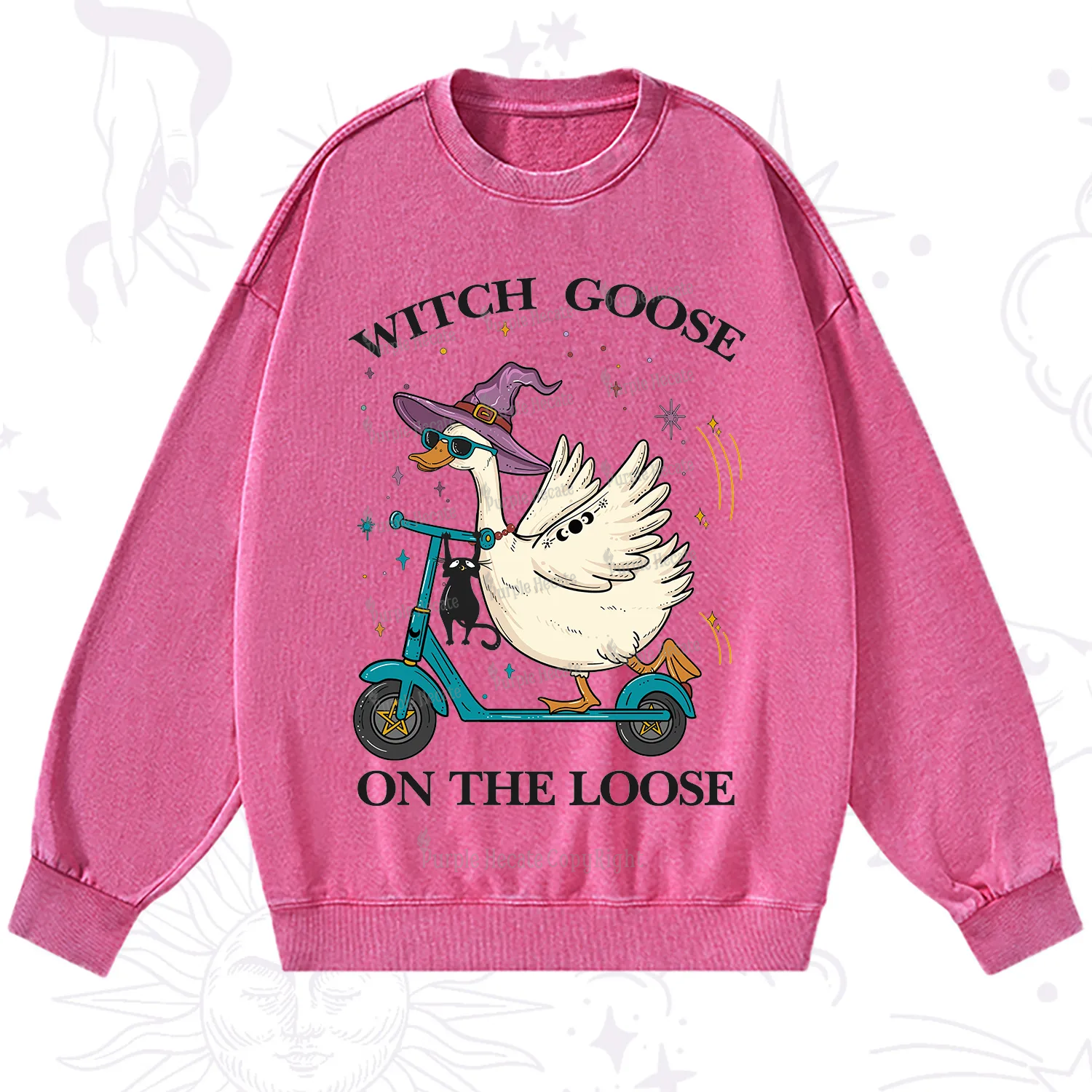 Purplehecate Witch Goose On The Loose Washed Sweatshirt
