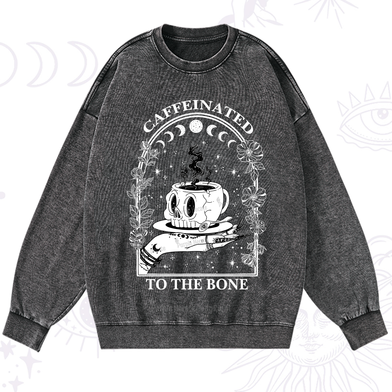 Purplehecate Caffeinated To The Bone Washed Sweatshirt