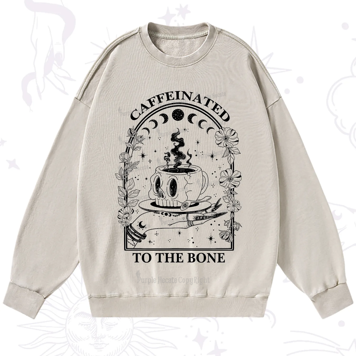 Purplehecate Caffeinated To The Bone Washed Sweatshirt