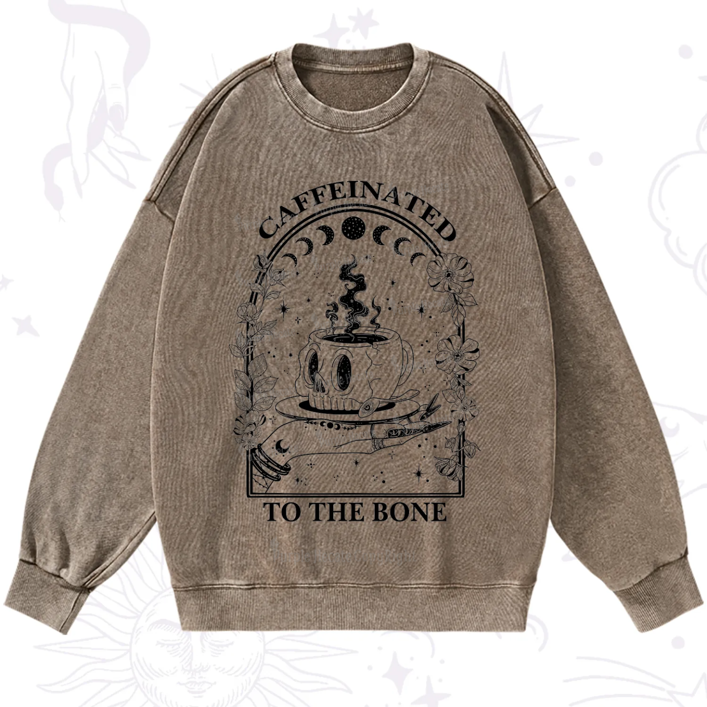 Purplehecate Caffeinated To The Bone Washed Sweatshirt