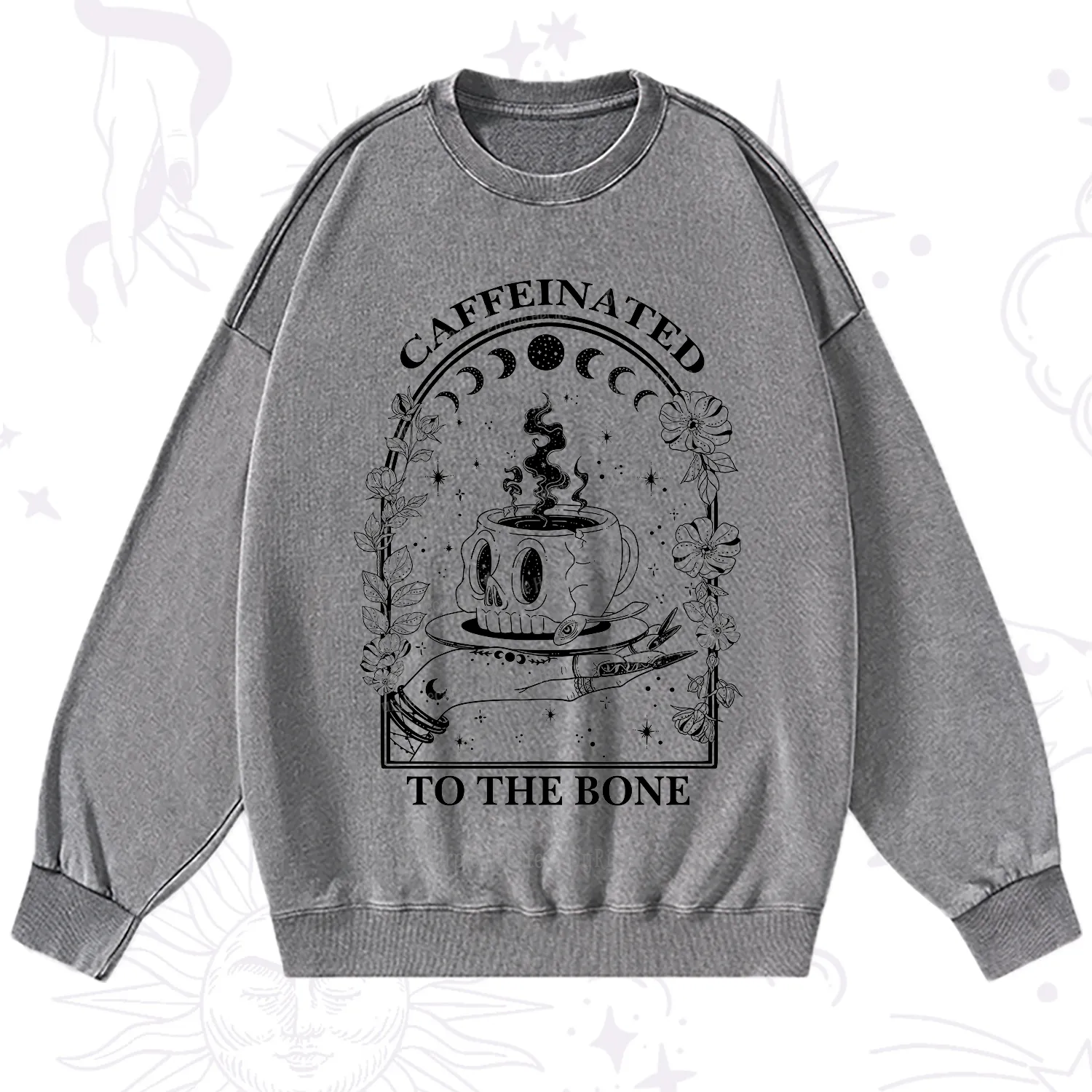 Purplehecate Caffeinated To The Bone Washed Sweatshirt