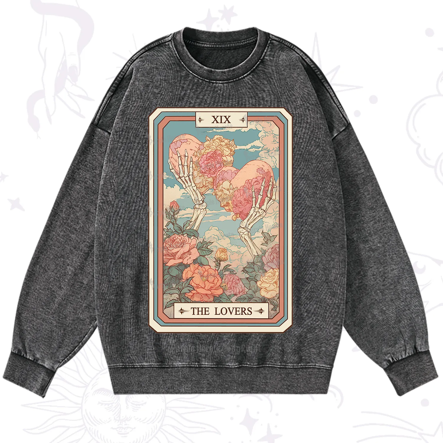 Purplehecate The Lovers Undying Heart Tarot Washed Sweatshirt