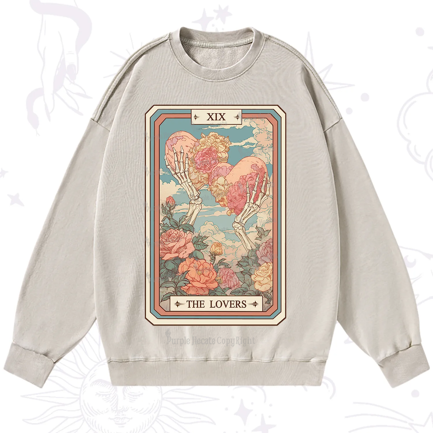 Purplehecate The Lovers Undying Heart Tarot Washed Sweatshirt