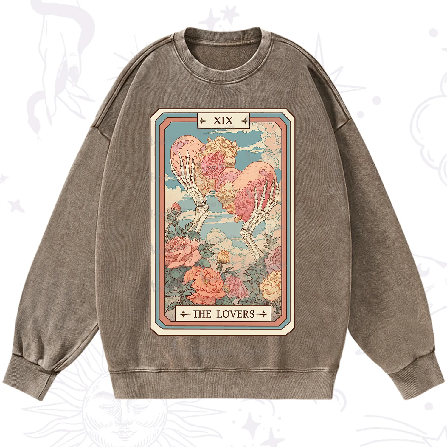 Purplehecate The Lovers Undying Heart Tarot Washed Sweatshirt
