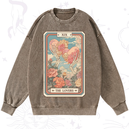 Purplehecate The Lovers Undying Heart Tarot Washed Sweatshirt