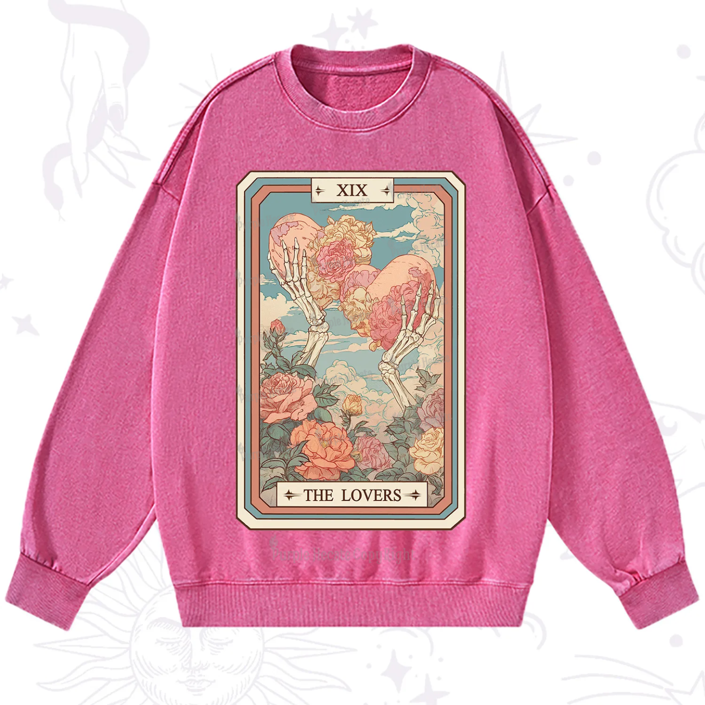 Purplehecate The Lovers Undying Heart Tarot Washed Sweatshirt